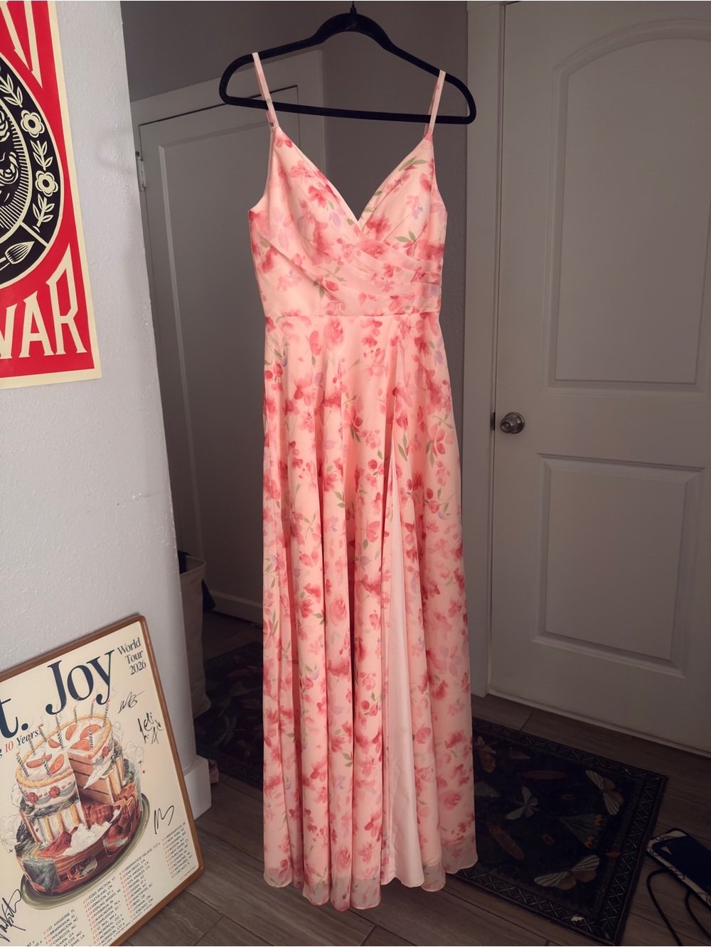 AW Bridal Rosemarie Dress, Chiffon Peach Blossom Breeze, Formal Blush Maxi Dress